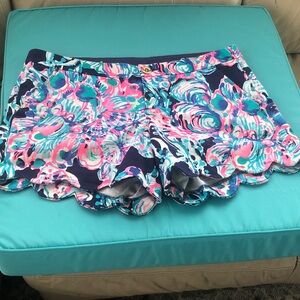 Lilly Pulitzer Floral Scallop Hem Shorts - Navy, Pink & Teal